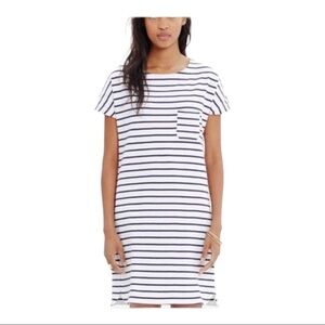 𝅺madewell cream and blue striped tshirt dress